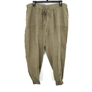Caslon Size‎ 16 W 100% Linen Jogger Style Pants Tan Drawstring with Pockets